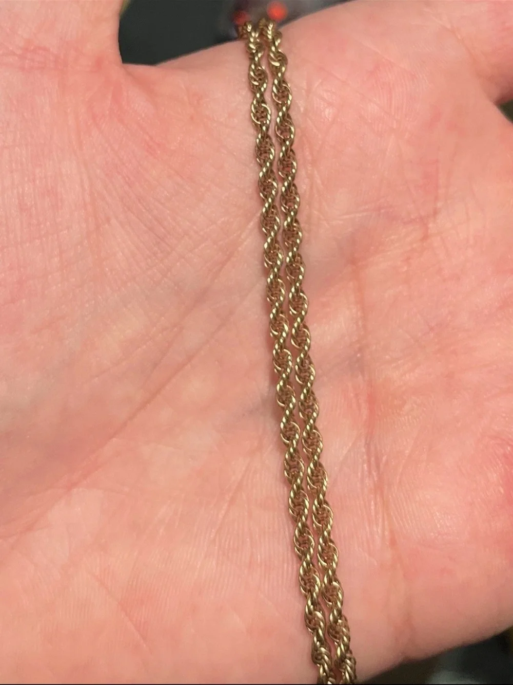 Vintage 14k Yellow Gold 3mm Solid Cut Rope Chain 26